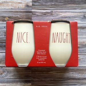 RAE Dunn Naughty Nice insulated wine tumblers with lids